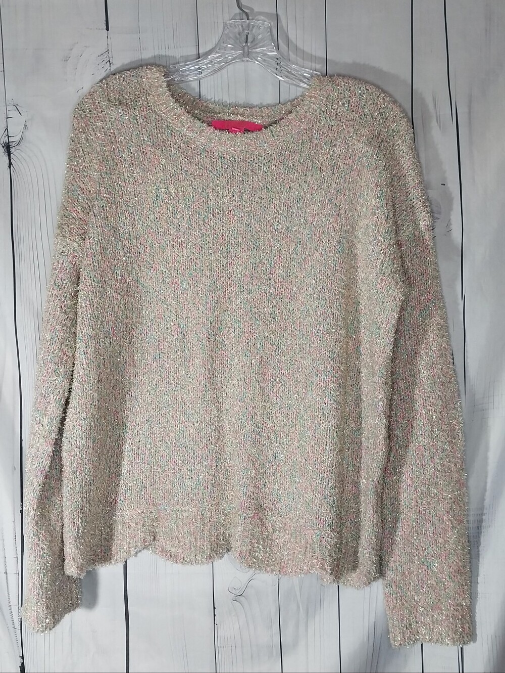 Lilly Pulitzer Gliana Multicolor Sparkle Preppy Knit Sweater With Scalloped Hem